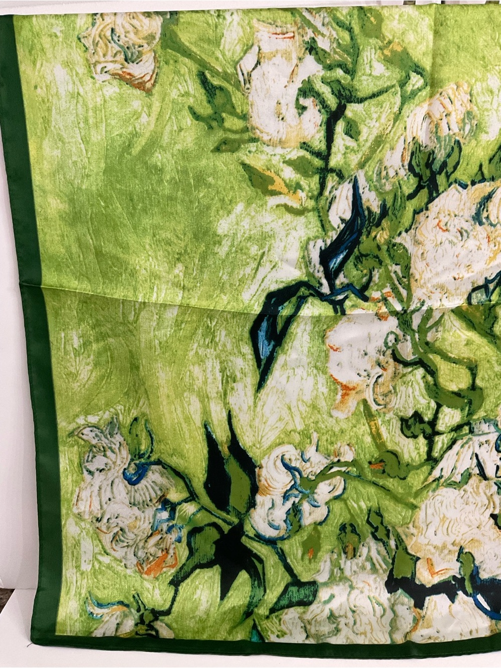 Green Floral Fashion Scarf Square - Picture 6 of 7